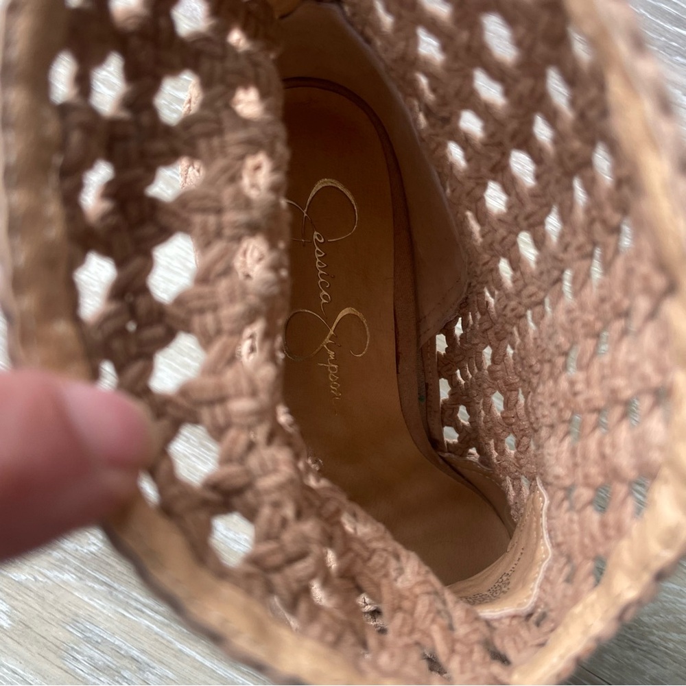 Jessica Simpson Lukkah Tan Woven Ankle Booties Size 6.5 - Picture 8 of 8
